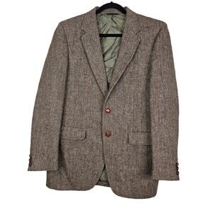 Men's Brown Herringbone Wool Blazer Jacket
